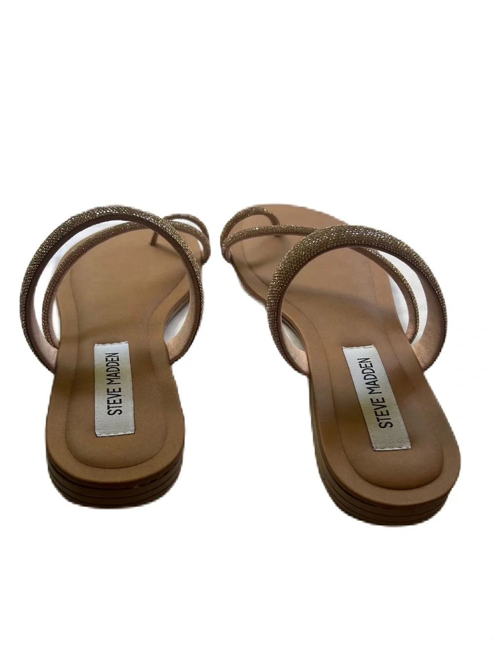 Steve Madden Rose Gold Crystal-Strap Toe-Loop Sandal
